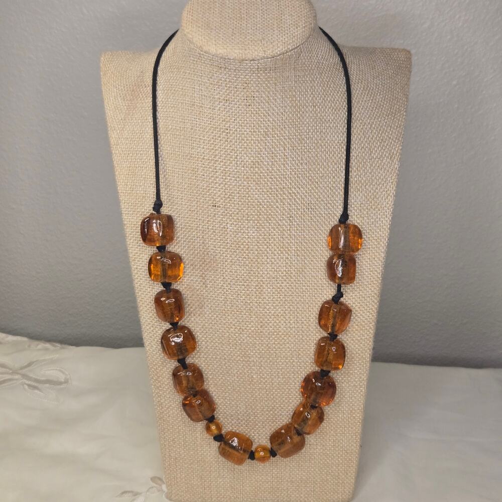 Vintage Amber Colored Beaded Necklace Choker